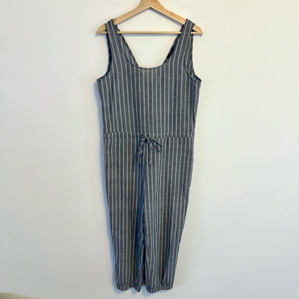 Anthropologie Drew Womens Black & Ivory Striped Jumpsuit Medium